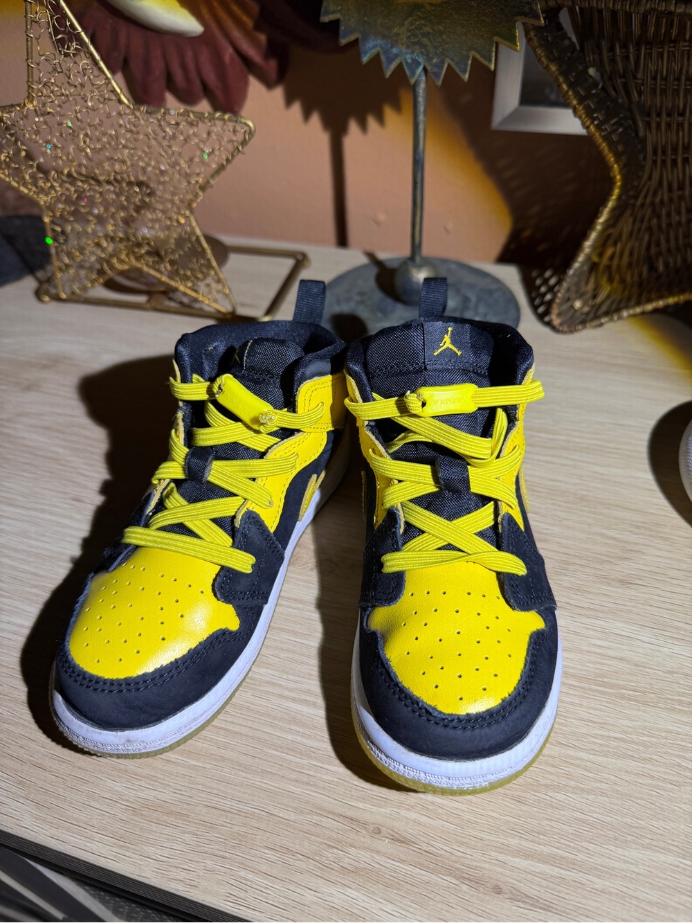 Jordan Kids Yellow and Black High-Top Sneakers